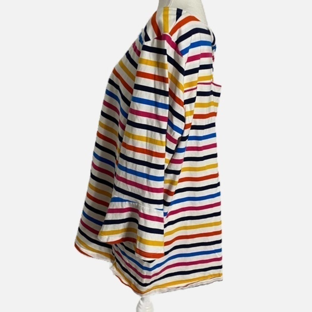 KIM‎ ROGERS STRIPED 3/4 RUFFLE Bell Sleeve Top - Picture 3 of 11